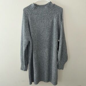 Women's Gray Ribbed Knit Sweater Dress
